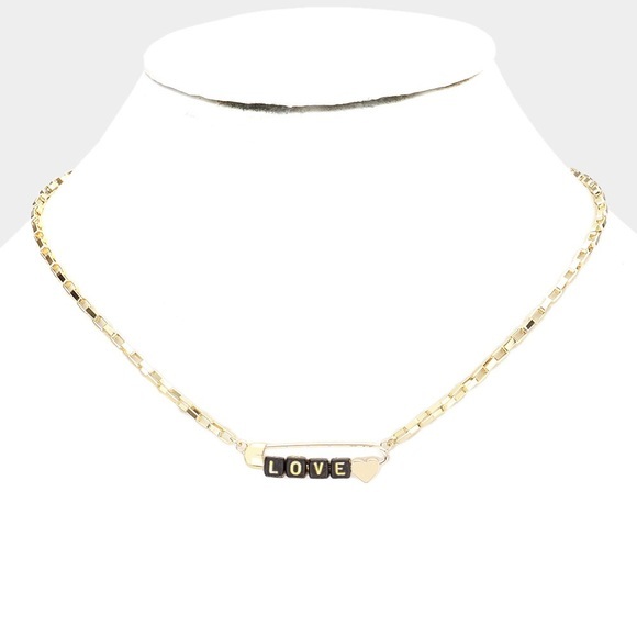 Love safety pin necklace - Picture 2 of 3